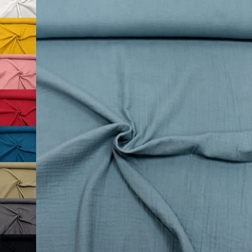 MAGAM-Stoffe Greta Musselin Stoff Double Gauze uni Oeko-Tex Meterware 50cm (15. Pastell türkis)