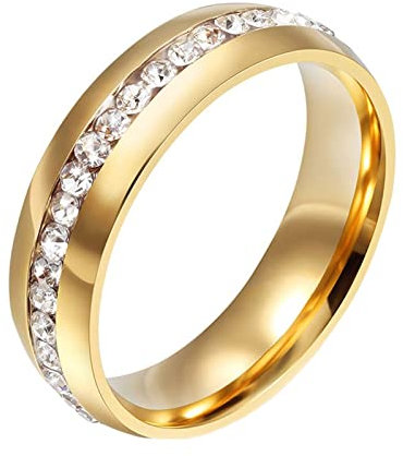 Homxi Ring Edelstahl Damen,Ewigkeitsband 5MM Zirkonia Ring Gold Damen Damen Ringe Gr.62 (19.7)