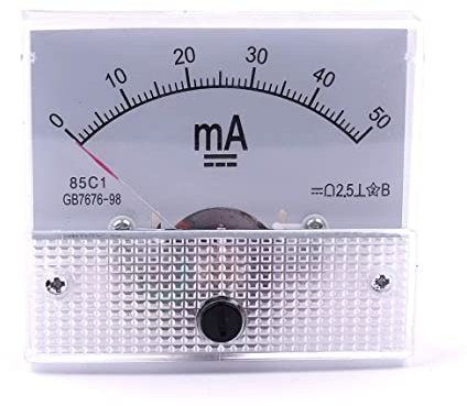 FONLAND Amperometro Analogico DC 0-30mA 0-50mA Amperometro Analogico a Corrente di Pannello 85C1 Amperometro per Prove di Circuito Batteria di Carica Ampere Tester Gauge(50mA)