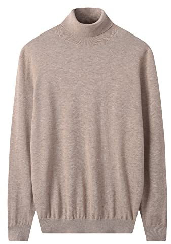 ZHILI Men's Turtleneck Sweater Autumn Winter Men's Rollneck Warm Merino Pure Wool Knitted
