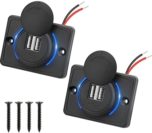 Linkstyle Auto Dual USB Ladebuchse, 3.1A USB A Ladesteckdose mit LED Schnelllade für 12V/24V Motorräder Boote Wohnmobil 2 Stücke