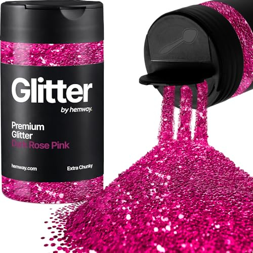 Hemway Dark Rose Pink Glitter Shaker, 130g Extra Chunky Glitter | for Resin & Epoxy Crafts for Decorating, Halloween, Christmas, Nail, Face, Art
