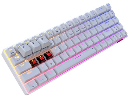 Portronics Hydra 10 Mechanical Wireless Gaming Keyboard with Bluetooth 5.0 + 2.4 Ghz, Rgb Lights 16.8 Million Colors, Type C Charging, Compatible with Pcs, Smartphones and Tablets, Red