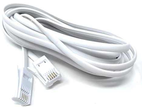 DRUT 3m BT to BT 4 Wire 431A Male to Male Plug Telephone Flat Cable Lead 10ft White