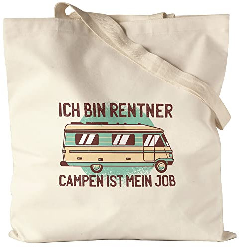 Hey!Print Ich bin Rentner Campen ist mein Job Jutebeutel Camping Rentner Opa Oma Wohnwagen Wohnmobil Zelten