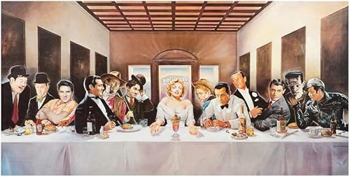 Hollywood Legenden Wandkunst Letztes Abendmahl Poster und Drucke Marilyns Monroes Leinwand Gemälde Wandbild Kunstwerk Für Wohnzimmer Dekoration Ungerahmt,50×100cm