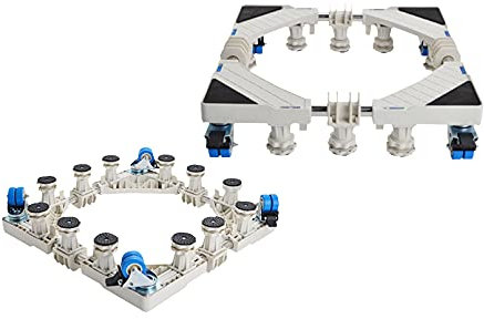 YHJZSM Verstellbarer mobiler Waschtisch, Waschmaschinen- und Trocknerständer, Anti-Vibration, Länge 52–72 cm, Breite 46–66 cm, Kühlschrank-Sockelständer, Trolley, Anti-Vibrationsmatte/12