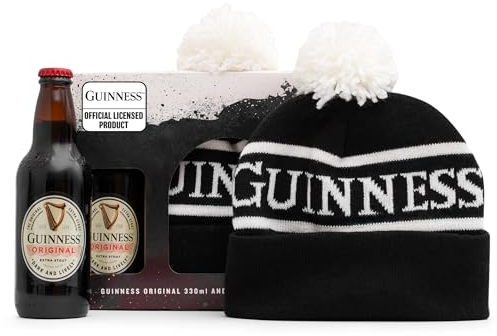 Guinness Gifts for Men, Beer Gift Set - Official Licensed Guinness 500ml & Bobble Hat - Premium Alcohol Gift Set for Him, Dad, Birthday Gifts for Men Who Have Everything, Mens Stocking, Christmas