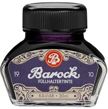 Barock 1910 Caviar Writing Ink for Fountain Pens, Glass Nibs, Rollerball Pens, Fountain Pen Ink in Ink Bottle, 30 ml, Purple