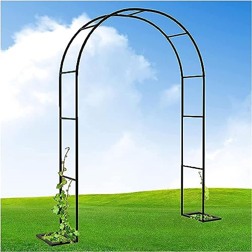 Rosenbogen aus Metall Schwarz Verzinkt Hochzeitsbogen Rankhilfe Gartenbogen Rankgitter Rosen Bogen Edelstahl Rankbogen Hochzeit Torbogen,Einfache Montage, mit Sockel,W350*H220cm