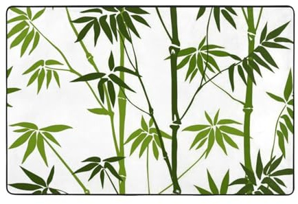 VANANI Tapis doux et antidérapant imprimé bambou vert pour chambre à coucher, salon, balcon et bureau. Il existe de nombreuses tailles.