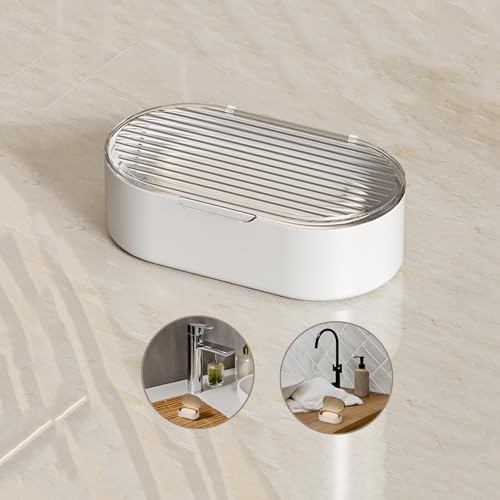 Sbomi Portasapone doppio strato con coperchio, Scatola per sapone, Porta Saponetta Bagno, contenitore portasapone, porta sapone solido perfetto per casa, bagno, viaggi, campeggio (Trasparente)