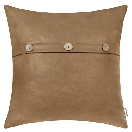 BRAWARM Leder-Kissenbezüge für Couch, Sofa, Bett, Zuhause, Garten, 45,7 x 45,7 cm, Taupe