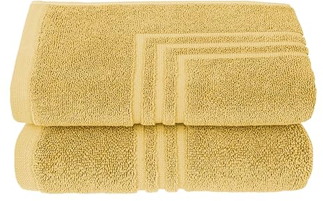 MAURAHOME - 2er Pack Badvorleger, Frottee Duschvorleger, 100% Baumwolle Badematte 50x70cm, Badteppich Gold, Badvorleger rutschfest Waschbar, Badezimmerteppich, Schnelltrocknend Duschvorleger