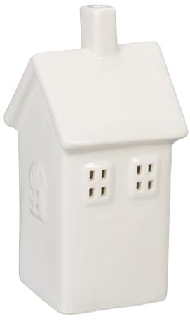Relaxdays Casetta Portacandele in Ceramica, Casa Luminosa Porta-Tealight, per 1 Candelina, HLP 13,5 x 6,5 x 7 cm, Bianco