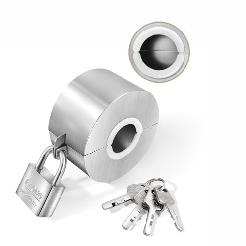 Upgraded Door Knob Lock Out Device, Locking Cover, Handle Locker Child Proof, Kid Elder Safety Locks Prevents Turning of Door Knob, Doorknob Faucet Valve Gas Stove Security Devices with Padlock Key