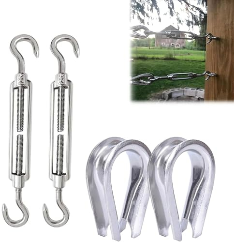 2 Stück Tendeur Ridoir, M6 Tendeur de Fil Crochet et Crochet, Tendeur Cable, Tendeur Inox, Tendeur de Câble, Tendeurs en Acier Inoxydable 304, vis Tendeur Cable, Tendeur Cable Inox