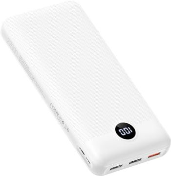 VEGER Power Bank 27000 mAh, PD 20 W, carga rápida, cargador portátil, 4 salidas y 2 entradas, batería externa con pantalla LED, compatible con iPhone/iPad/Android