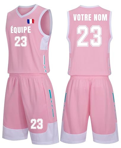 Générique Maillot de Basket Homme Enfant, Personnalisé avec Nom, Numéro et Logo, Tenue Basket Garçon Fille