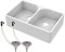 Balterley 795mm Belfast Kitchen Sink White Double Bowl with Full Weir and 2 Wastes with Overflow, Durable Durable Fireclay Belfast Ceramic Kitchen Sink Bowl - 795 x 500 x 220mm (White)