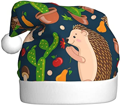 Xiso Ver Niedliche Igel-Kaktus-Mütze, blaue Weihnachtsmütze für Erwachsene, Urlaub, Unisex, Plüschmütze für Weihnachten, Neujahr, Party, Kopfbedeckung