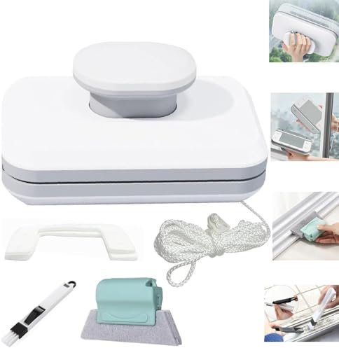 ZUMOIS Magnetisches Windschutzscheibenreiniger-Werkzeug-Set, doppelseitiger Fensterreiniger, Glaswischer mit Fensterschienenreiniger und Kehrschaufel-Reinigungsbürste, Windschutzscheiben-Wow,