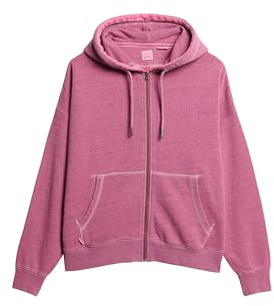 Superdry Damen Überfärbte Essential Kapuzenjacke mit Logo Shocking Pink 42