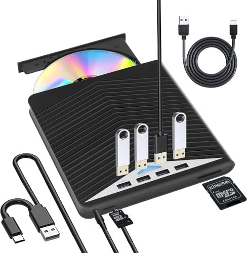 Custom Catch 7 en 1 Lecteur Blu-Ray Externe - Lecteur DVD/BD Graveur Blu Ray pour PC Windows 11 10 8 7