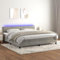 Festnight Boxspringbett 200x200 mit matratze und Led Bett 200x200 mit matratze und lattenrost Polsterbet 200x200 Bett mit LED Beleuchtung & kopfteil -Hellgrau-200 x 200 cm