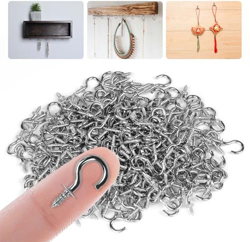 VSSHE Ganci a Vite, 250 Pz Ganci Da Soffitto, Ganci a Tazza, Argento Ganci per Soffitto in Metallo Occhio Bulloni Ganci Avvitabili con Filettatura, Viti ad Anello per Casa Ufficio ed Esterni -1/2 Inch