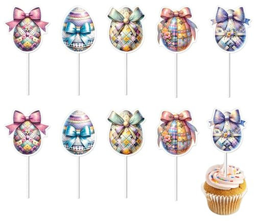 Kixolazr Eier-Cupcake-Topper, 10 Stile, niedliche Essens-bunte Eierspieße, Kuchendekoration, Party, Geburtstag, Cupcake-Topper für Babyparty