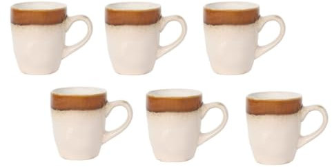 Juego de Cafe completo - 6 Tazas de Cafe | Tazas de Cerámica con Esmalte de Colores Brillantes | Tazas para bebidas calientes | Set de 6 tazas (Fustam - 140 ml)