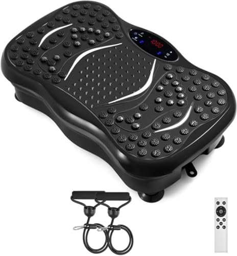 MAXSTRENGTH Vibration Plate Exercise Machine – Home Fitness & Weight Loss Equipment | Full-Body Workout, Fat Burning & Muscle Toning | Remote & Resistance Bands Included (Black)
