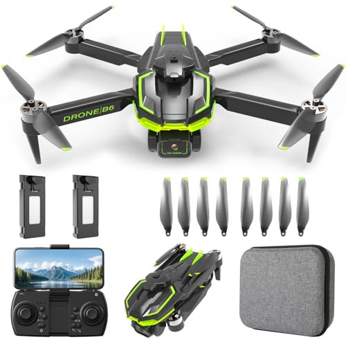Drone with Camera 1080P for Kids and Adults, RC Quadcopter Drone for Beginners with Brushless Motor, One Key Start/2 Battery Long Fly Time, Toys Gifts for Boys and Men Birthday Gifts (Green)