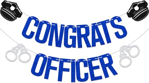 Banner Congrats Officer in Blau, Schwarz und Silber