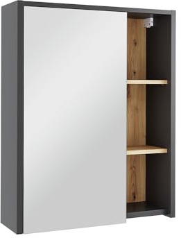 Vicco Badspiegelschrank Viola, Grau/Artisan, 60 x 75 cm | mit offenen Regalen, zur Wandmontage geeignet für den Einsatz im Badezimmer