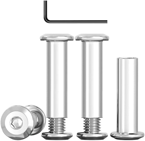 10 Stück Verbindungsschrauben M6 x 35 mm, Edelstahl A2 V2A, Möbelschrauben Hülsenmutter mit Innensechskantschlüsseln, Möbelverbinder Schrankverbinder Eignen Sich zum Verbinden von Holzbrettern