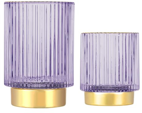 DASITON Rangement Maquillage, Boîte Rangement Pinceaux Maquillage en Cristal, Pot Pinceau Maquillage Vintage Porte-stylo, Organisateur de Maquillage pour Coiffeuse, Chambre, Salle de Bain (Violet S+L)