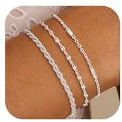 ZOERAY 3Pcs Armband Damen Gold Silber Wasserfest 18K Vergoldet Armbänder Set Stapelbare Charm Armbander Gold Silber Twist Schlange Armkette Verstellbare Armreif Modeschmuck Geschenke für Frauen