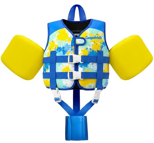 Gogokids Kinder Schwimmweste Schwimmärmel, Kleinkind Jacken-Stil Schwimm-Auftrieb Schwimmhilfe mit Verstellbaren Gurten Kinder Schwimmweste für 2-6 Jahre / 14-30 KG