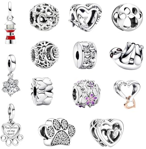 MLPKOI 14PCS Charms, Glitzernde Pfote, Charms für Armbänder für Frauen, für Armbänder, Perfektes Schmuckgeschenk für Frauen, Sommer-Charm, Ideal für Weihnachten, Muttertag, Geburtstagsfeiern