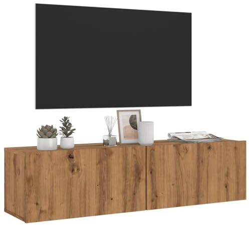 Meuble TV Mural Design Moderne, étagère Flottante Salon chêne Clair 120 cm, Rangement Pratique pour Console de Jeux, Home cinéma, Bois d'ingénierie Robuste et Stable
