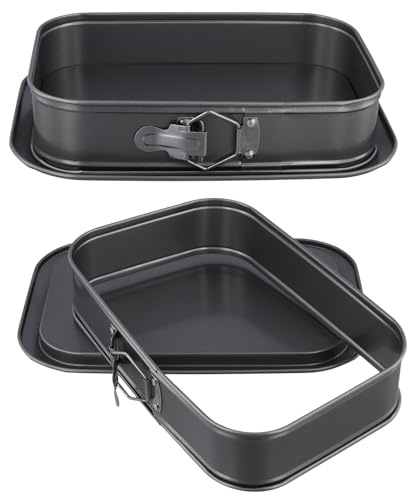 YUENPUN 2 Stück Rechteckige Springform, 33 x 23 x 6,5cm Backform Rechteckig mit Abnehmbarem Boden, Kuchenform Rechteckig für Backen, Kuchen, Torten