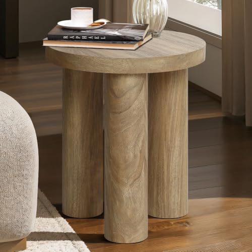 Hometopia Beistelltisch Holz, Couchtisch Rund für Wohnzimmer, 50 cm Höhe | Zylindrischer, Kleiner Runder Tisch, eiche, Nachttisch für kleine Räume,Moderner Stil wohnzimmertisch für couch