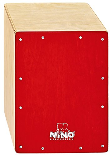 Nino Percussion Cajon Kinder Instrument - Trommelkiste für Kinder ab 4 Jahren - Musikinstrument - Schlagfläche Baltische Birke, Rot (NINO950R)
