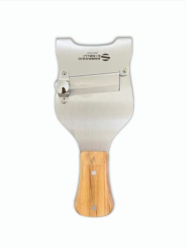 Sanelli Ambrogio - Linie Artufi-Schneider aus Edelstahl. Griff aus Olive, ergonomisch und rutschfest. Qualitätsregler für präzises Schneiden. Glatte Klinge, Edelstahl, Holz.
