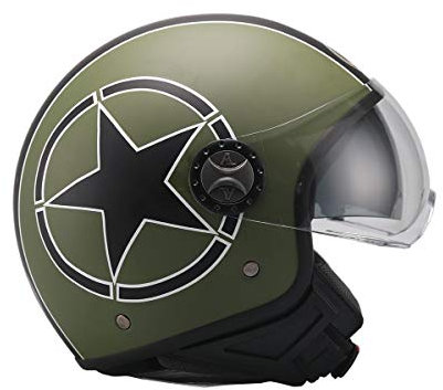 AL Helmets - CASCO DEMI-JET MOD. 101/BIS VERDE-NERO OPACO MIS. M - DOPPIA VISIERA