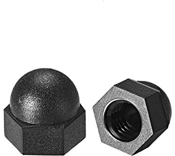 sourcing map 50stk. M5 Hutmutter, Hex Eichel Kuppelmuttern für Schrauben Bolzen Nylon Schwarz