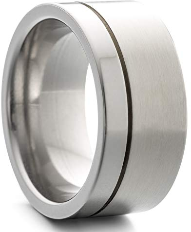 Heideman Ring Damen und Herren Paari aus Edelstahl silber farben matt Damenring für Frauen und Männer als Partnerringe mit Kerbe strichmatt Gr.57 hr7016-4-57