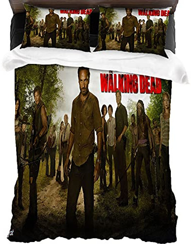 ANSSON The Walking Dead Kinder Bettwäsche,Rick Grimes HD-Druck Bettwäsche-Sets,TWD Schlafzimmer dekorative Bettbezüge mit 2 Kissenbezug (Single 135x200, TWD1)